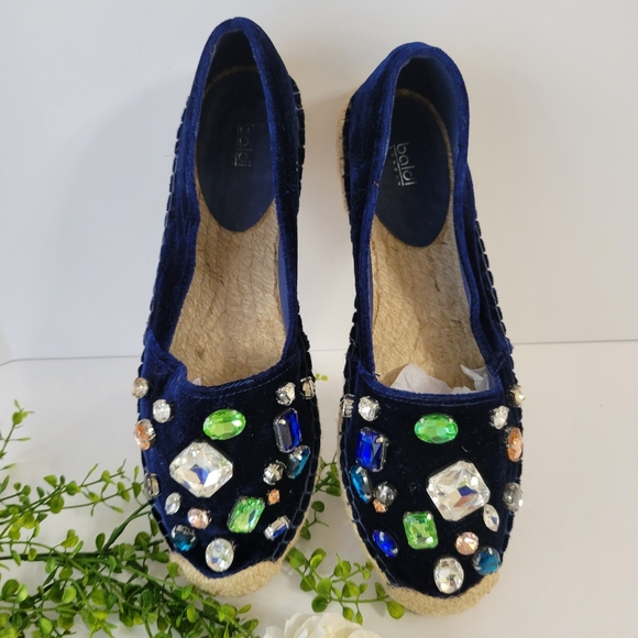 Baldi London Clementina  Navy Blue Velvet Jewel Espadrilles women's size… - Picture 3 of 10